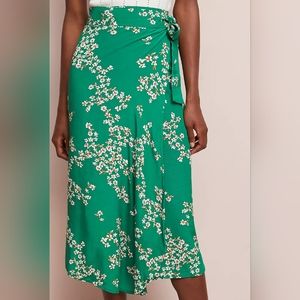 Anthropologie Maxi Wrap Skirt in Emerald Green